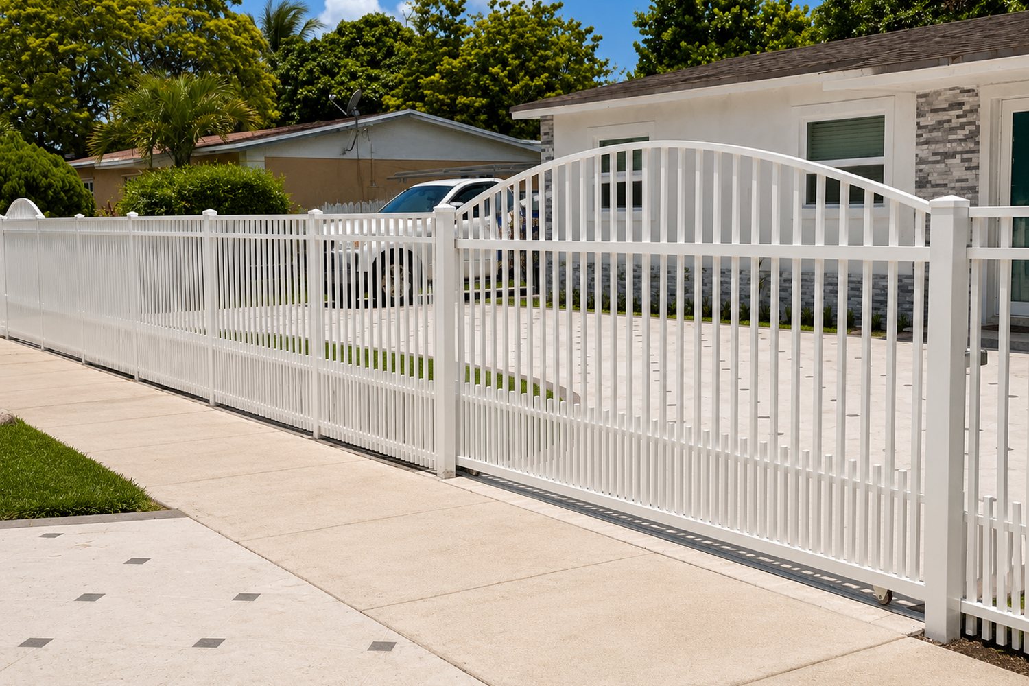 White metal fence system