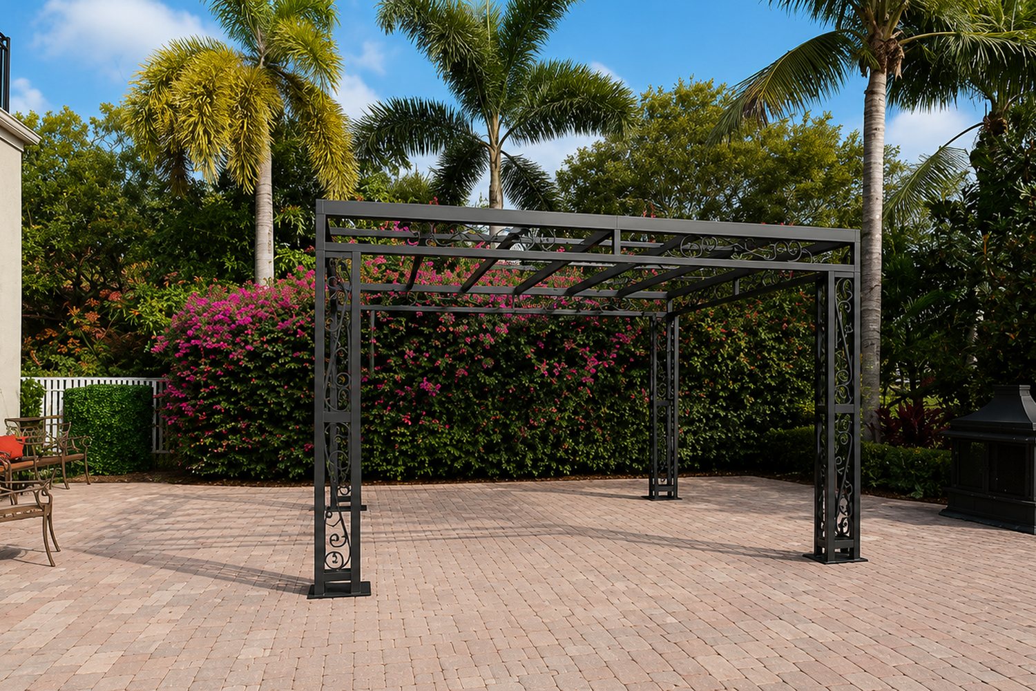 Outdoor metal trellis