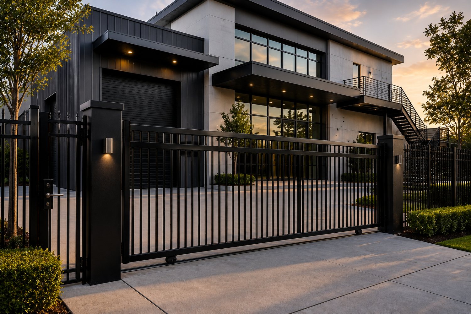 Commercial property with custom metal gate